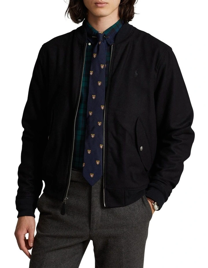 Polo Ralph Lauren Wool Blend Bomber Jacket In Black 3 Polo Ralph Lauren Wool Blend Bomber Jacket In Black