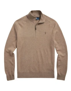Polo Ralph Lauren Wool Quarter Zip Sweater In Brown -Coats Sales Store 993957310 4 720x928