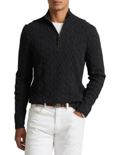 Polo Ralph Lauren Cable-Knit Wool-Cashmere Sweater In Grey